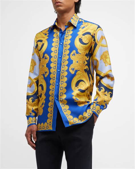 big and tall versace inspired silk shirts|Versace silk shirts for cheap.